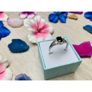 925 Sterling Silver Dark Blue Spinel Ring Size 6.5