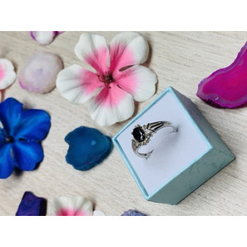 925 Sterling Silver Dark Blue Spinel Ring Size 6.5