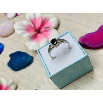 925 Sterling Silver Dark Blue Spinel Ring Size 6.5