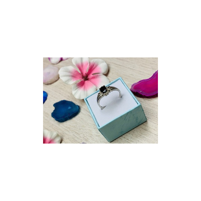 925 Sterling Silver Dark Blue Spinel Ring Size 6.5