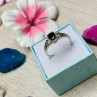 925 Sterling Silver Dark Blue Spinel Ring Size 6.5