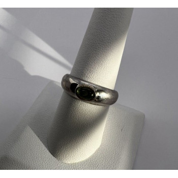 925 Sterling Silver & Green Agate Ring Size 8