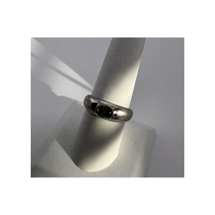 925 Sterling Silver & Green Agate Ring Size 8