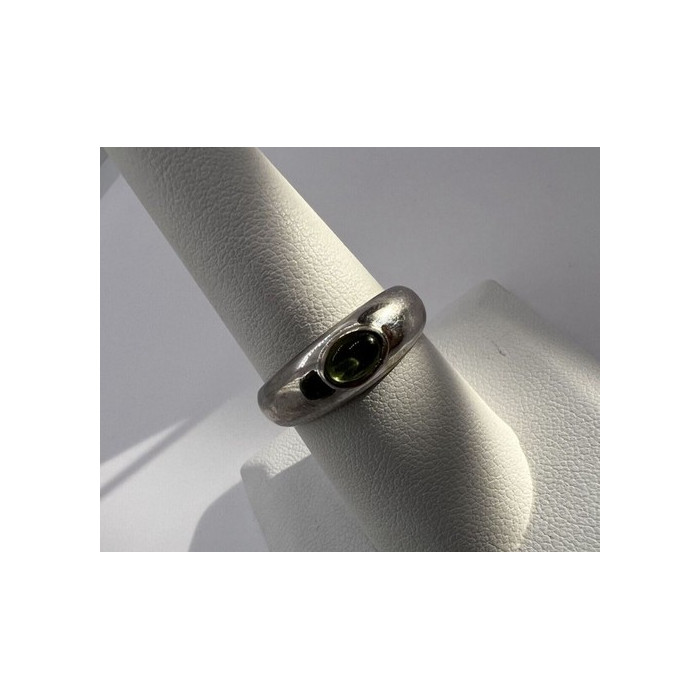 925 Sterling Silver & Green Agate Ring Size 8