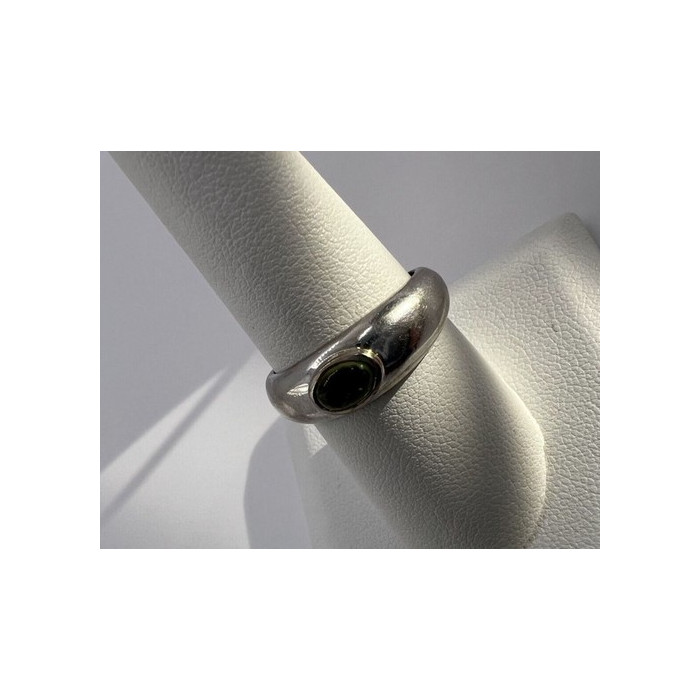 925 Sterling Silver & Green Agate Ring Size 8