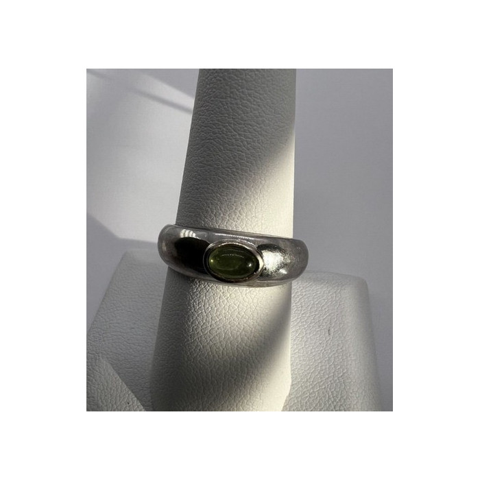 925 Sterling Silver & Green Agate Ring Size 8
