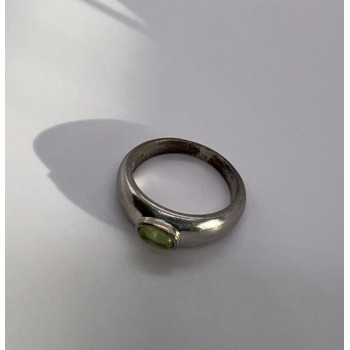 925 Sterling Silver & Green Agate Ring Size 8