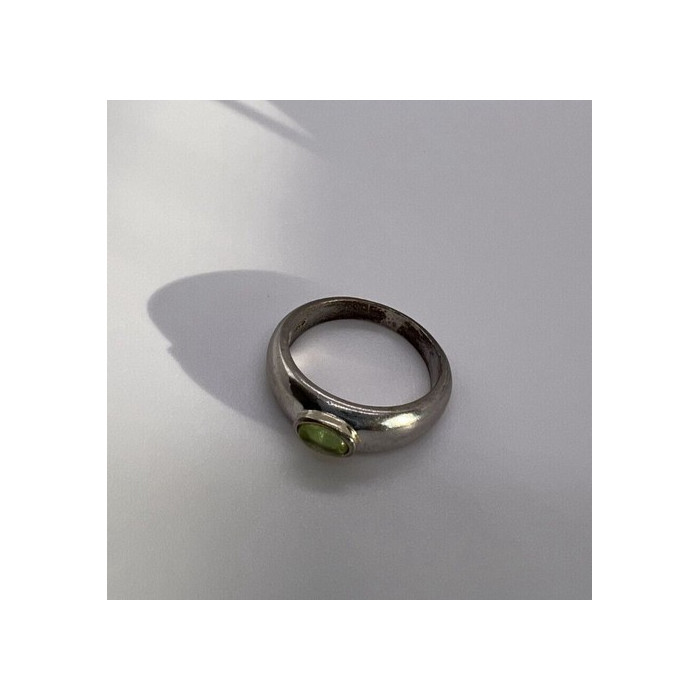 925 Sterling Silver & Green Agate Ring Size 8