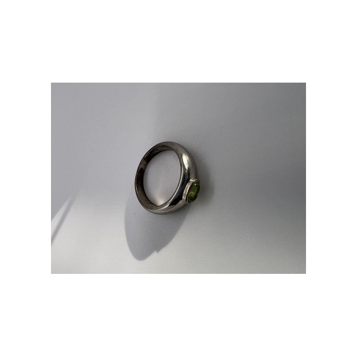 925 Sterling Silver & Green Agate Ring Size 8