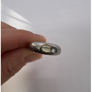 925 Sterling Silver & Green Agate Ring Size 8