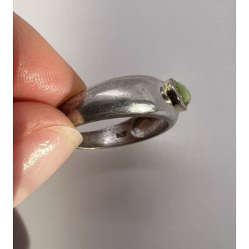 925 Sterling Silver & Green Agate Ring Size 8