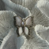 925 Sterling Silver Pink Abalone & Marcasite Butterfly Ring Size 7