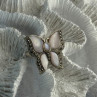 925 Sterling Silver Pink Abalone & Marcasite Butterfly Ring Size 7