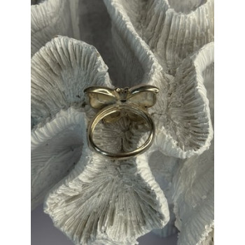 925 Sterling Silver Pink Abalone & Marcasite Butterfly Ring Size 7