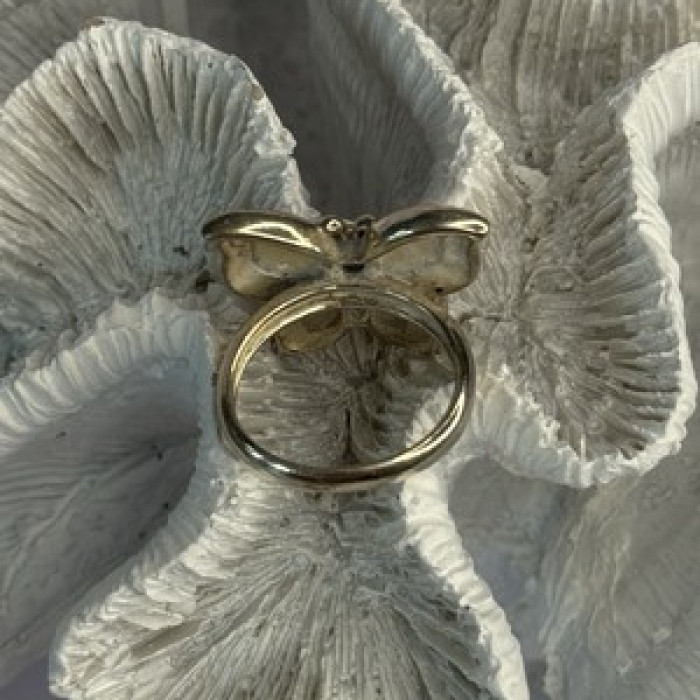 925 Sterling Silver Pink Abalone & Marcasite Butterfly Ring Size 7