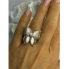 925 Sterling Silver Pink Abalone & Marcasite Butterfly Ring Size 7