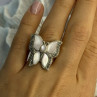 925 Sterling Silver Pink Abalone & Marcasite Butterfly Ring Size 7