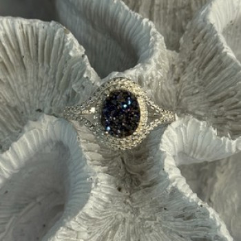925 Sterling Silver Marcasite Ring Size 9.5