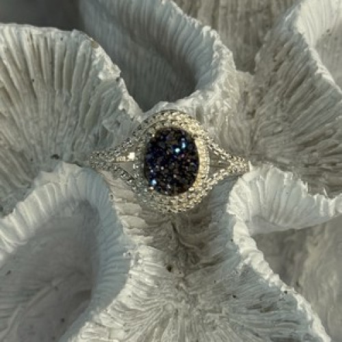 925 Sterling Silver Marcasite Ring Size 9.5