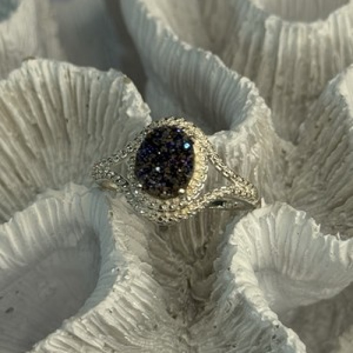 925 Sterling Silver Marcasite Ring Size 9.5