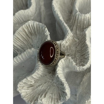 Vintage 925 Sterling Silver Agate Ring Size 8