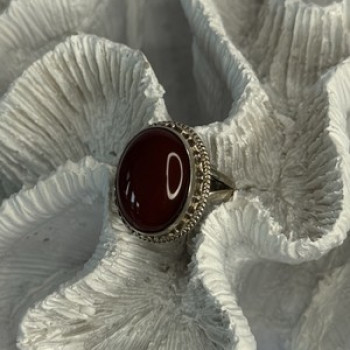 Vintage 925 Sterling Silver Agate Ring Size 8