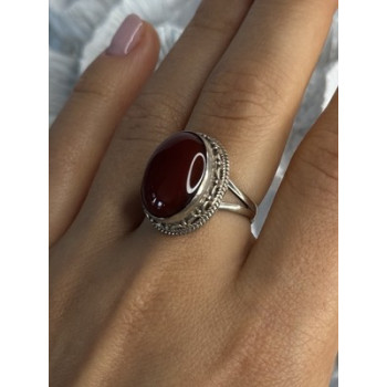 Vintage 925 Sterling Silver Agate Ring Size 8