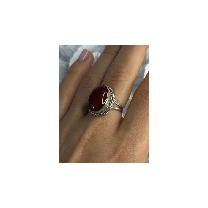 Vintage 925 Sterling Silver Agate Ring Size 8