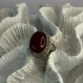 Vintage 925 Sterling Silver Agate Ring Size 8