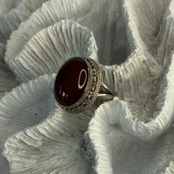 Vintage 925 Sterling Silver Agate Ring Size 8