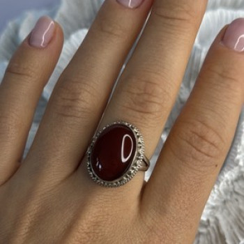 Vintage 925 Sterling Silver Agate Ring Size 8