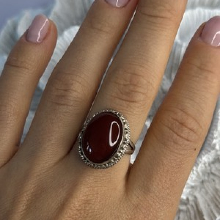 Vintage 925 Sterling Silver Agate Ring Size 8