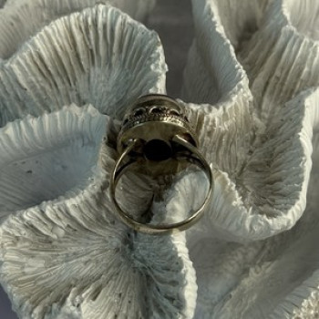Vintage 925 Sterling Silver Agate Ring Size 8