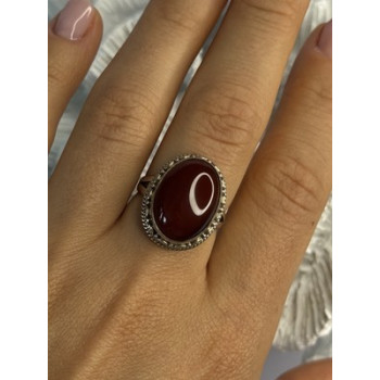 Vintage 925 Sterling Silver Agate Ring Size 8