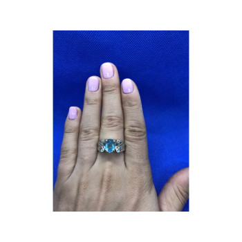 925 Sterling Silver Blue Spinel Ring Size 6.5