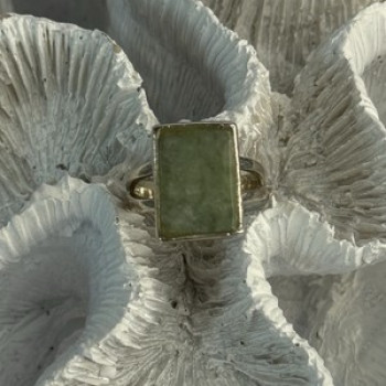 925 Sterling Silver Jade Nephrite Ring Size 6.5