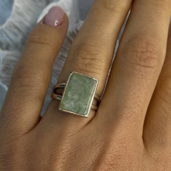 925 Sterling Silver Jade Nephrite Ring Size 6.5