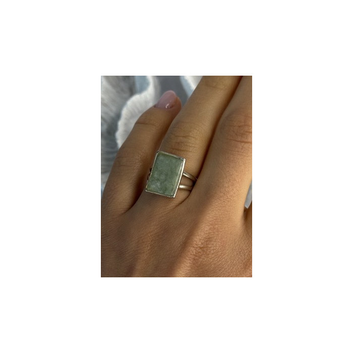 925 Sterling Silver Jade Nephrite Ring Size 6.5