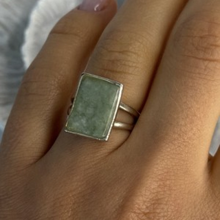 925 Sterling Silver Jade Nephrite Ring Size 6.5