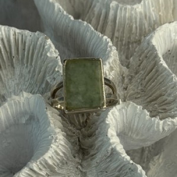 925 Sterling Silver Jade Nephrite Ring Size 6.5