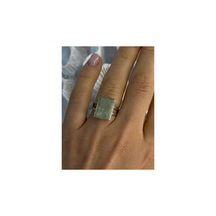 925 Sterling Silver Jade Nephrite Ring Size 6.5