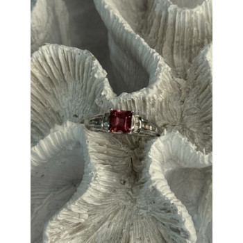 10K WHITE GOLD SPINEL & DIAMONDS RING SIZE 7