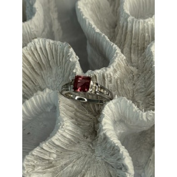 10K WHITE GOLD SPINEL & DIAMONDS RING SIZE 7