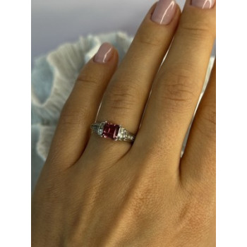10K WHITE GOLD SPINEL & DIAMONDS RING SIZE 7