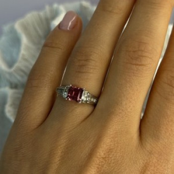10K White Gold Spinel & Diamonds Ring Size 7