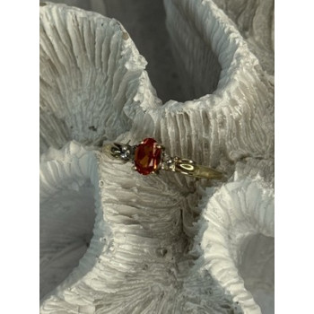 10k Yellow Gold Orange Tourmaline & Diamonds Ring Size 7