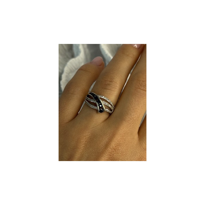 10K WHITE GOLD SAPPHIRE & DIAMOND RING SIZE 7