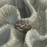 10K White Gold Pink Topaz & Diamond Ring Size 7