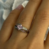 10K White Gold Pink Topaz & Diamond Ring Size 7