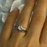 10K White Gold Pink Topaz & Diamond Ring Size 7